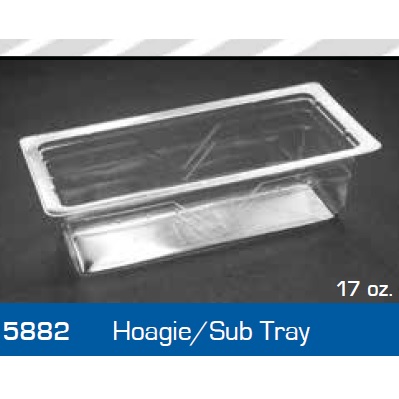 5882-208500 17oz CONTAINER SUB
HOAGIE TRAY, CLEAR 1000/CS
6.75x3.63x2.25
