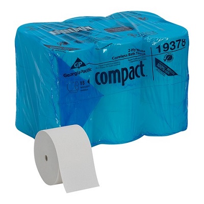 19378 COMPACT CORELESS BATH
TISSUE 2-PLY HIGH CAPACITY
18/1500sht GREEN SEAL 
CERTIFIED 