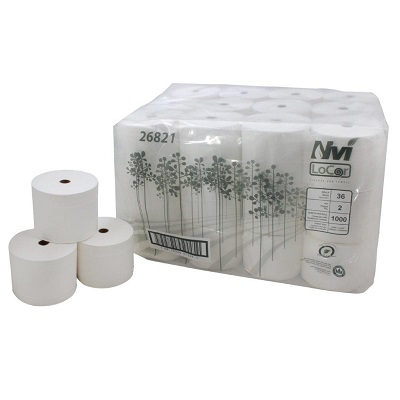 26821 BATH TISSUE 36/1000 WHITE 2PLY 3.85"X4.05" LOCOR