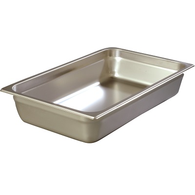 608004 FULL-SIZE STEAM TABLE
HOTEL PAN, 4&quot; DEEP HEAVY GAUGE
STAINLESS STEEL