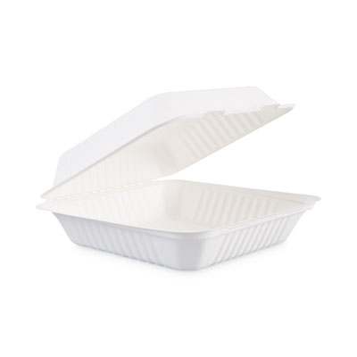 EHL-91-PF LARGE HINGED TRAY  BAGASSE 1-COMP 9X9X3.2 200/CS 