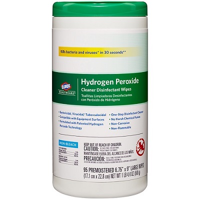 30824 HYDROGEN PEROXIDE WIPE
ONE-STEP DISINFECTANT CLEANER
95CT, 6/CS CLOROX HEALTHCARE
