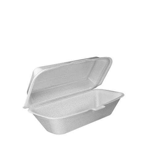 99HT1R HOAGIE TRAY 500/cs WHITE HINGED 9.8&quot;x5.3&quot;x3.3&quot; 