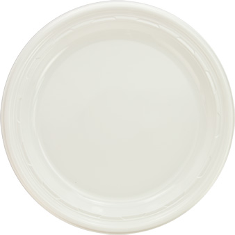 9PWF PLASTIC PLATE 9" 4/125CT, WHITE PLAIN 500/CASE