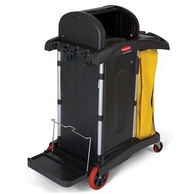 9T75 CLEANING CART w/ LOCKING CABINET DOORS, SECURITY HOOD &amp;