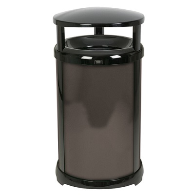 9W59 32-GAL TRASH RECEPTACLE 
w/ SOLID PANELS UPRIGHTS, 
BRONZE ROUND
