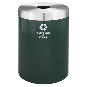 B2042BKSA 41-GAL BLACK WASTE
RECEPTACLE w/ 5.5&quot; OPENING
RECYCLING LOGO &quot;BOTTLES&amp;CANS&quot;