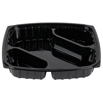 B30DX3 3-COMP CONTAINER BLACK 7.4x9x1.7 CLEARPAC, 252/CASE