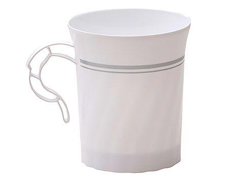 CWM8192WSLVR 8oz COFFEE MUG white cup/ SILVER RIM 24/8CT