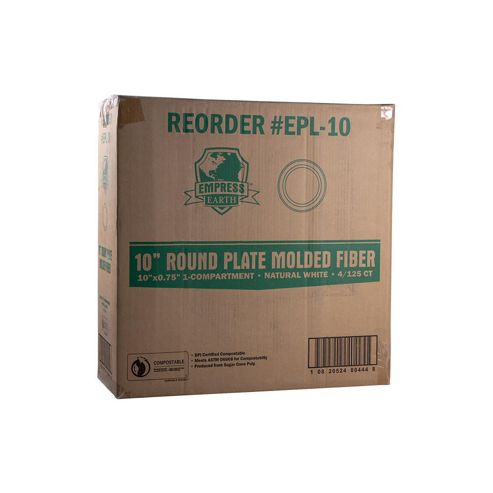 EPL-10-PF 10&quot;PLATE NATURAL 
BAGASSE HEAVY WEIGHT 500/CS