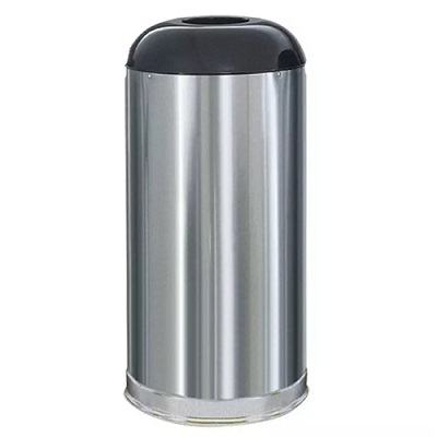 R32GL 15-GAL ROUND TOP TRASH
RECEPTACLE, OPEN TOP STAINLESS
STEEL, FIRE-SAFE