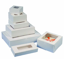 19144W-126 BAKERY BOX WHITE w/
WINDOW, LOCK CORNER 1-PIECE
19x14x4, 50/CS