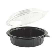 4777502 HINGED CLAMSHELL 7.5&quot;
CLEAR DOME/BLACK BASE 26oz.,
DEEP 100/CS GOURMET CLASSIC