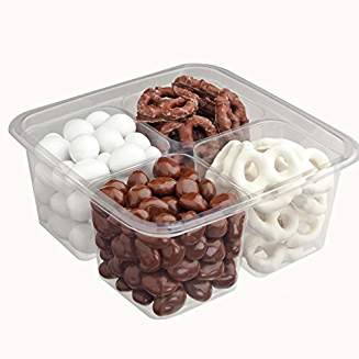 GREENWARE SQUARE PLAS FOOD CONT 4-COMP 6" CLEAR 300/CS 